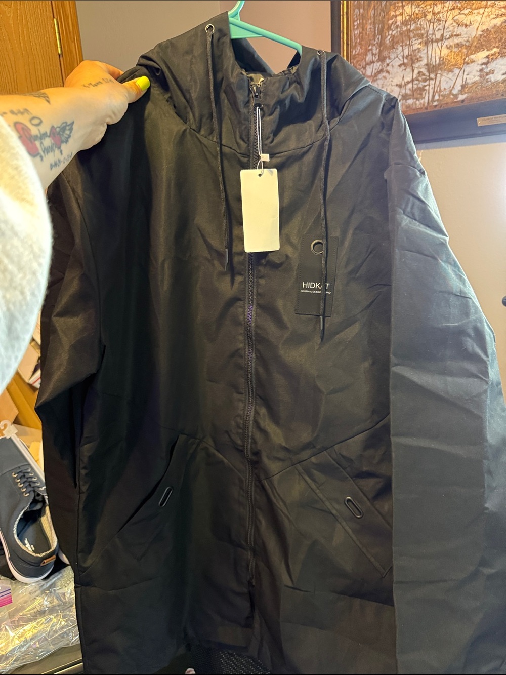 Black Hooded Men's Jacket with Full Zip